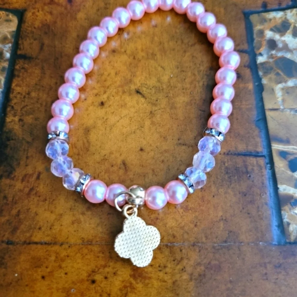 Elegant Pink Beaded Bracelet Set